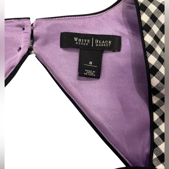 White House Black Market Sleeveless Black/White Gingham Sheath Dress Size 8 - Picture 6 of 12
